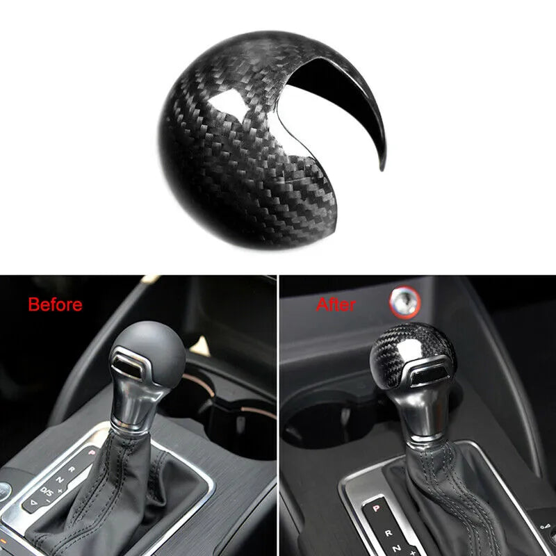 Carbon Fiber Gear Shift Knob Trim Cover For Audi A3 S3 2014 2015 2016 2017 2018