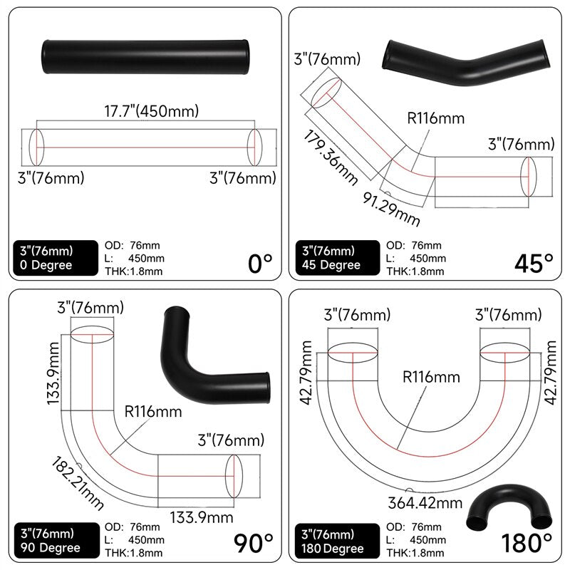 Universal Intercooler Aluminum Piping Kit
