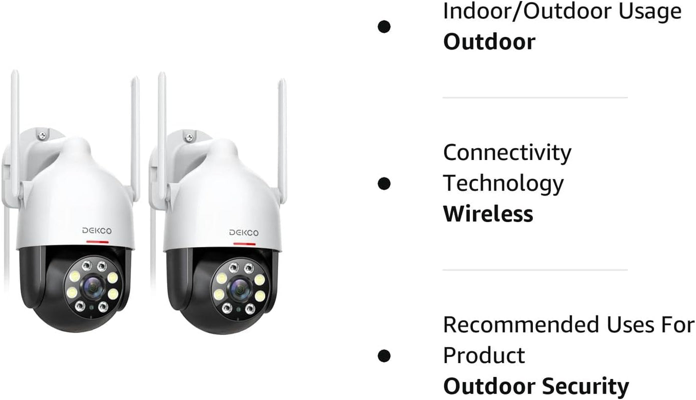 2Packs, 2K Wifi Outdoor Security Cameras Pan-Tilt 360° View, 3MP Surveillance Cameras with Motion Detection and Siren, 2-Way Audio, Full Color Night Vision, Waterproof