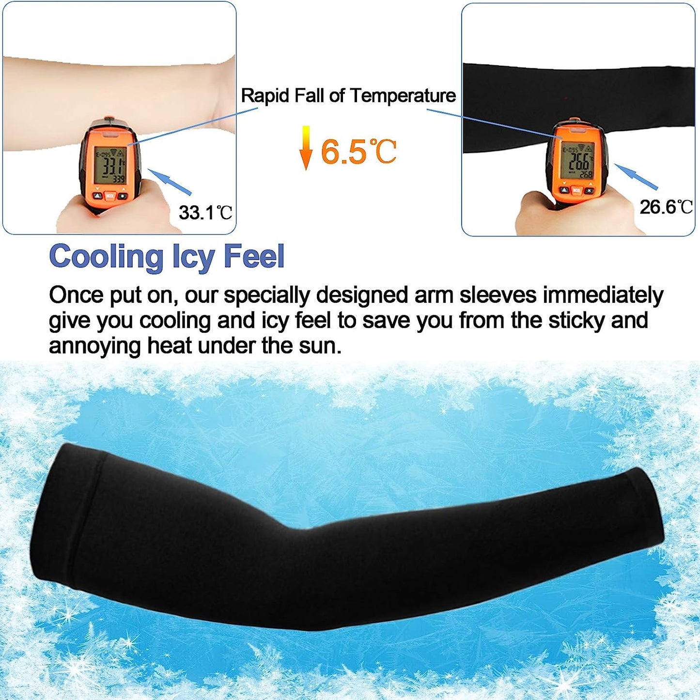 UV Protection Cooling Arm Sleeves, Women Men Summer Outdoor Sunblock Arm Cover