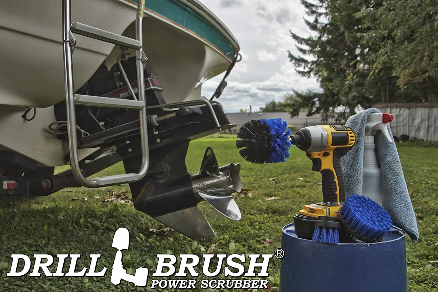 Drill Brush Boat Accessories – Kayak Cleaning Kit – Boat Drill Brush Set - Marine Scrub Brush Attachment for Drill - Rotary Cleaning Brushes for Boats by