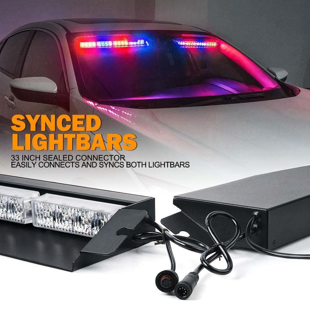 Visor Strobe LED Light Bar Interior Windshield Sunvisor Lamp Emergency Warning Flashing Lights for Volunteer Vehicles Trucks