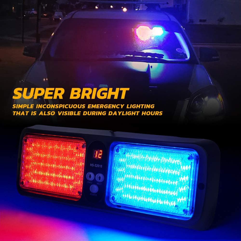 Visor Strobe LED Light Bar Interior Windshield Sunvisor Lamp Emergency Warning Flashing Lights for Volunteer Vehicles Trucks