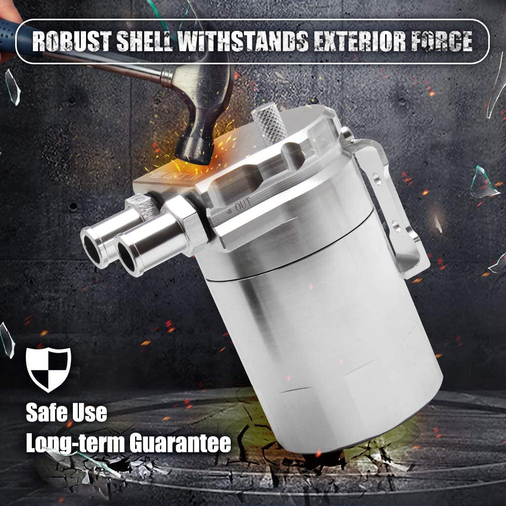 300Ml Oil Catch Can Tank Polish Baffled Aluminum Reservoir for Car Truck Engine Black