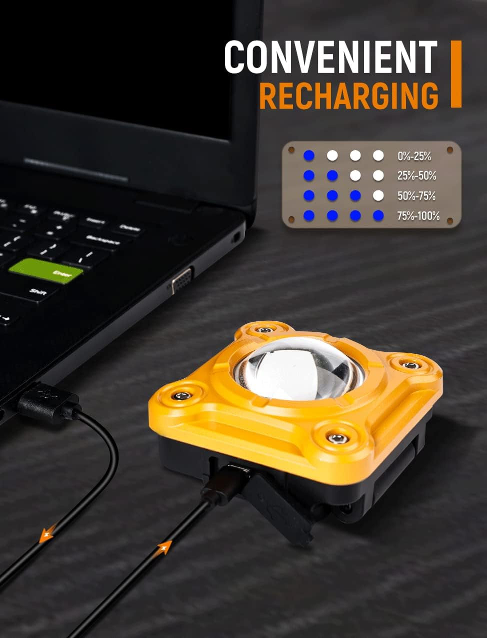 ANHAY Rechargeable Led Work Light, 1500 Lumens 40W Magnetic LED Work Light with 3 Light Modes, Portable Magnetic Bracket and Hook for Camping and Garage Repair