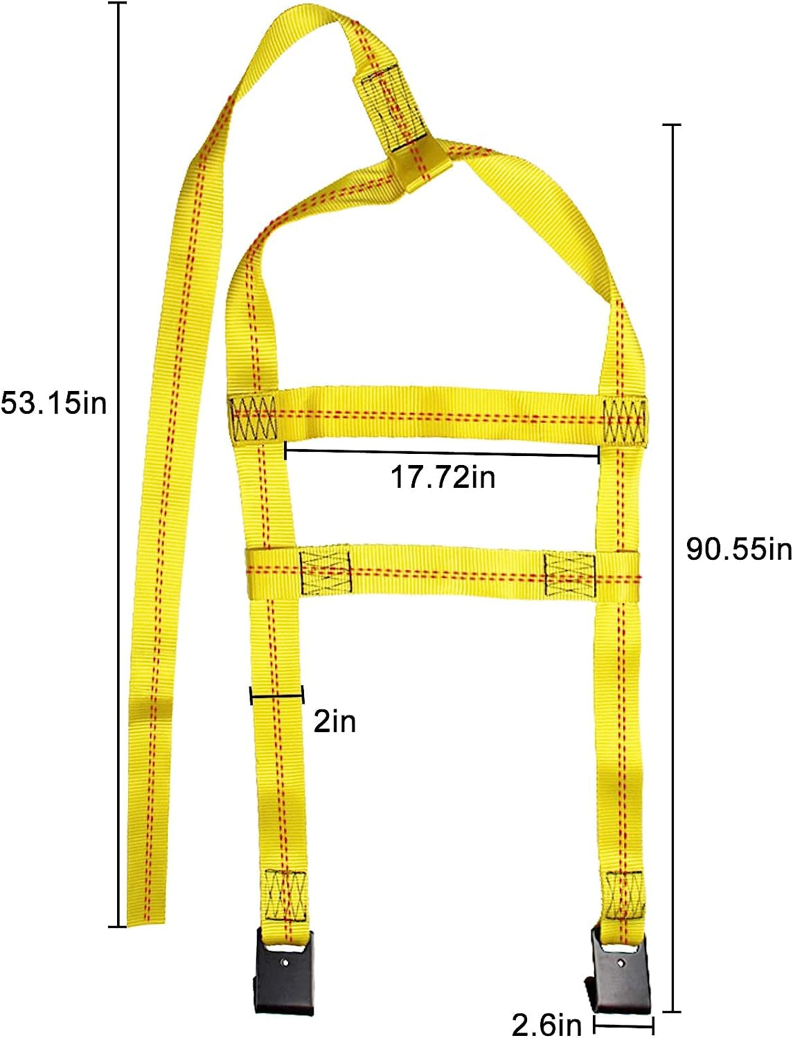 2 Pieces Tow Dolly Straps, Universal Adjustable Tie down Tow Straps 15" to 20" Rim Size Fits for Demco Kar Kaddy Dollys with 2 Flat Hooks (5" to 20" Rim Tow Strap_Yellow)