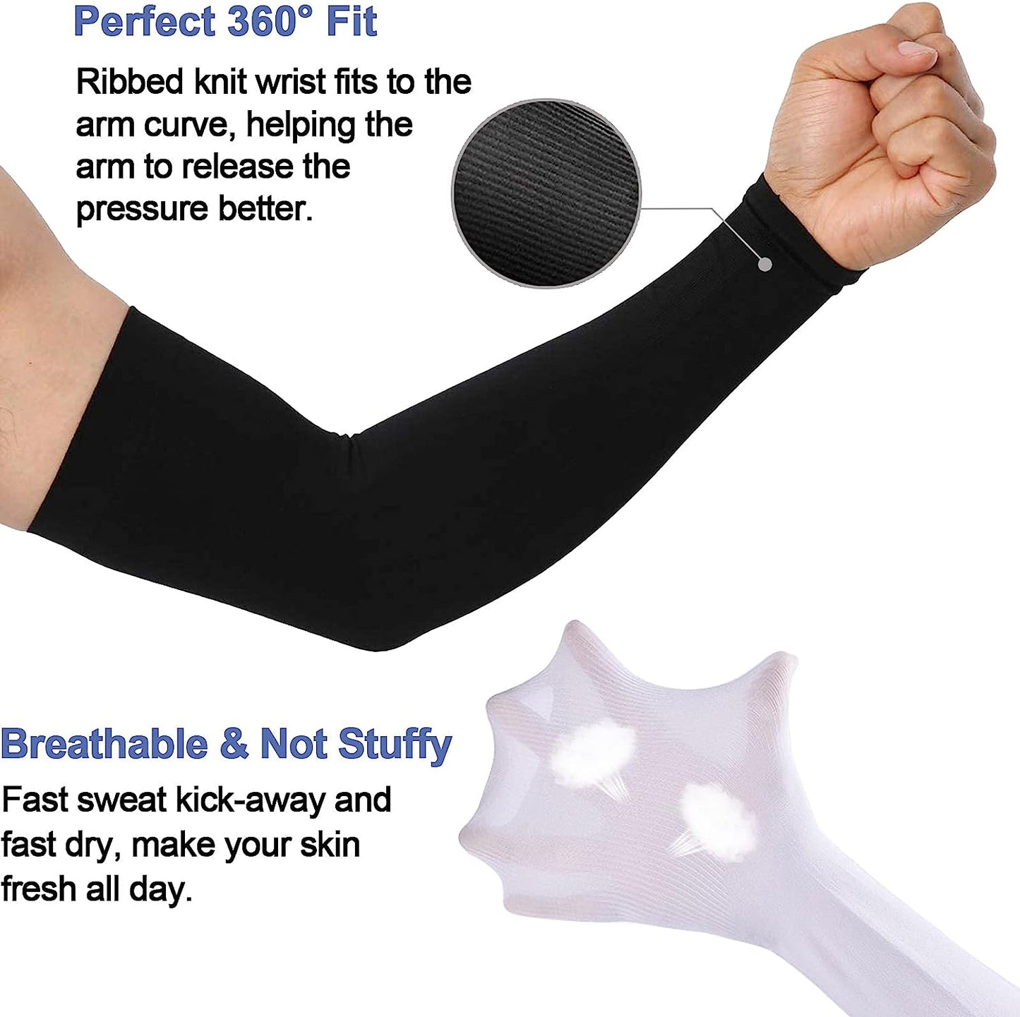 UV Protection Cooling Arm Sleeves, Women Men Summer Outdoor Sunblock Arm Cover