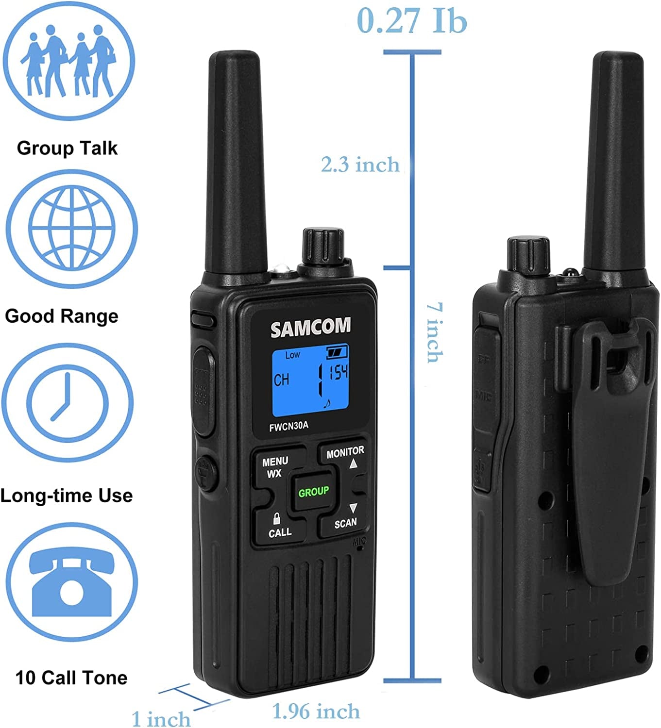4 Long Range Walkie Talkies Rechargeable for Adults - NOAA 2 Way Radios Walkie Talkies- FRS Two Way Radios with Earpiece Group Call Flashlight VOX SCAN NOAA Weather Alert and USB Charger Battery