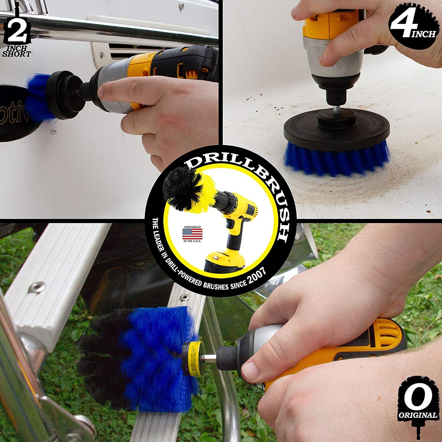 Drill Brush Boat Accessories – Kayak Cleaning Kit – Boat Drill Brush Set - Marine Scrub Brush Attachment for Drill - Rotary Cleaning Brushes for Boats by
