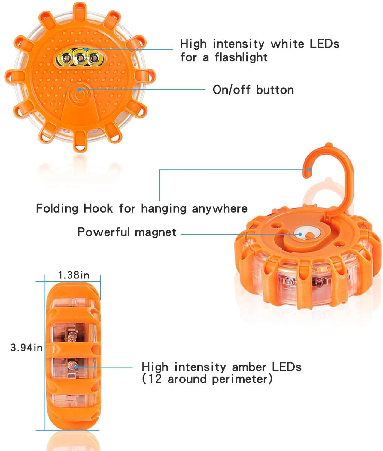 Magnetic Emergency Roadside Safety Light IP44 LED Road Flare LED Safety Flare Flashlight Warning Night Lights Beacon Lamps