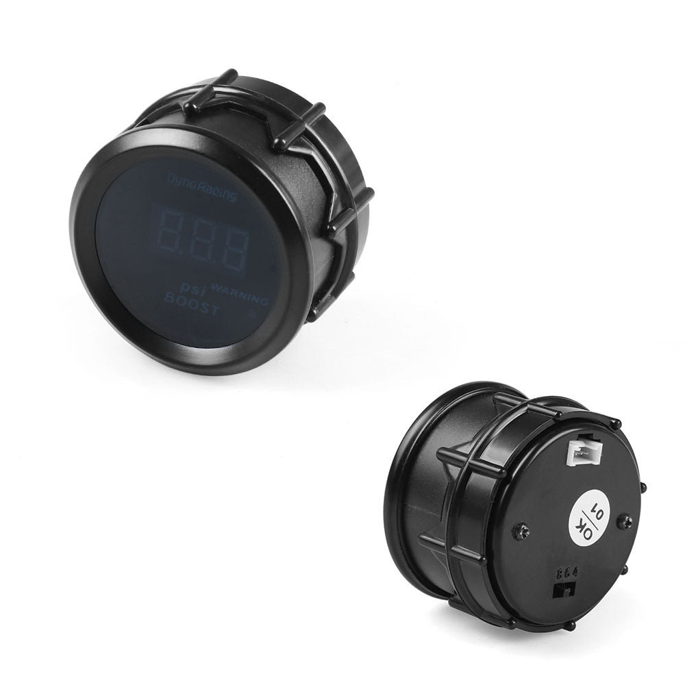 Dynoracing 2" 52mm Car Digital Turbo Boost Gauge PSI BAR Water Temp Oil Temp Oil Pressure Gauge Voltmeter Tachometer Rpm gauge