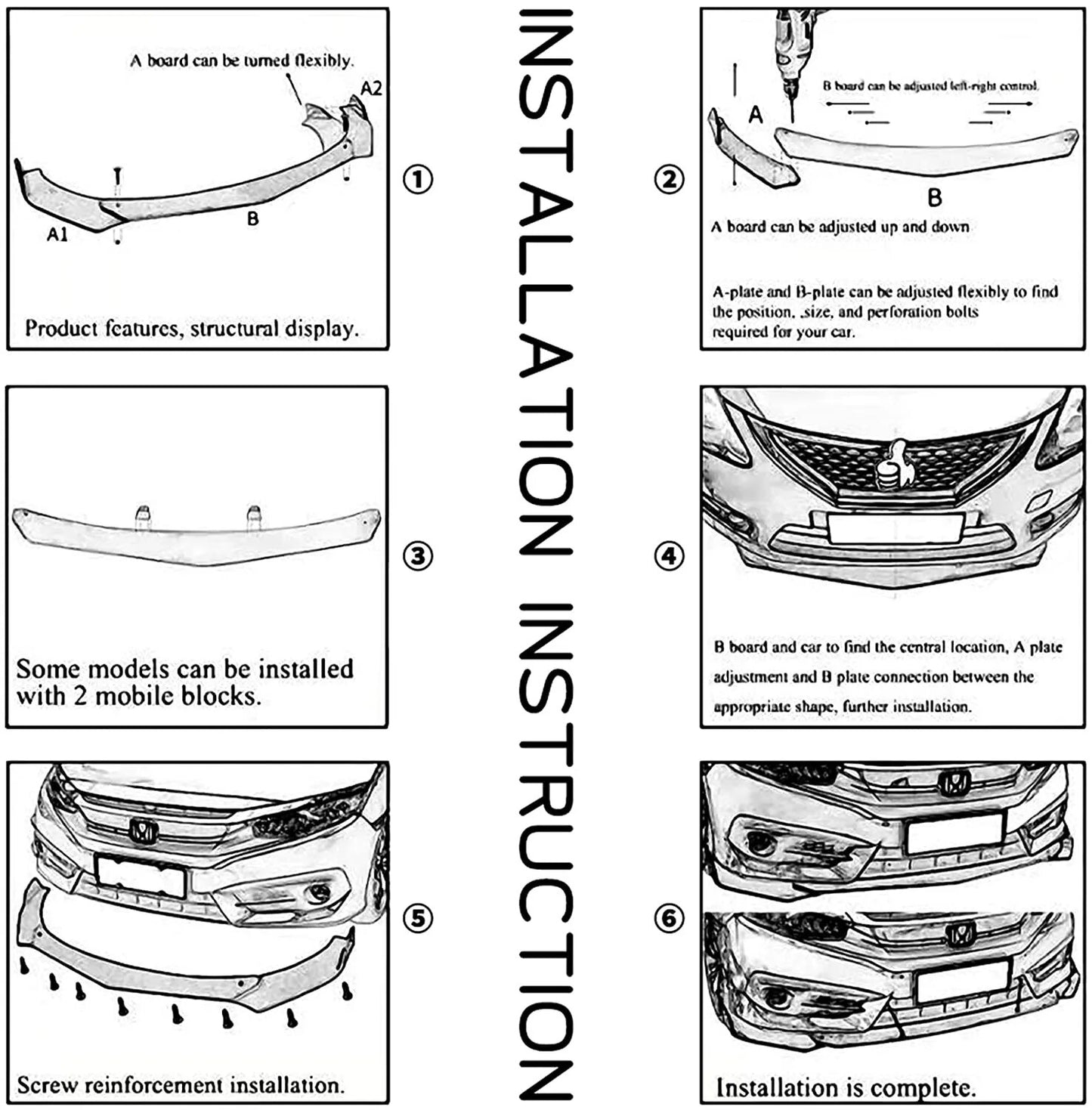 Chevrolet Camaro SS 1LE ZL1 Front Lip Splitter Body Kit w/ Strut Rod