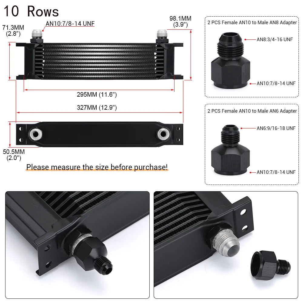 10AN Aluminum Universal Racing Radiator Engine Oil Cooler