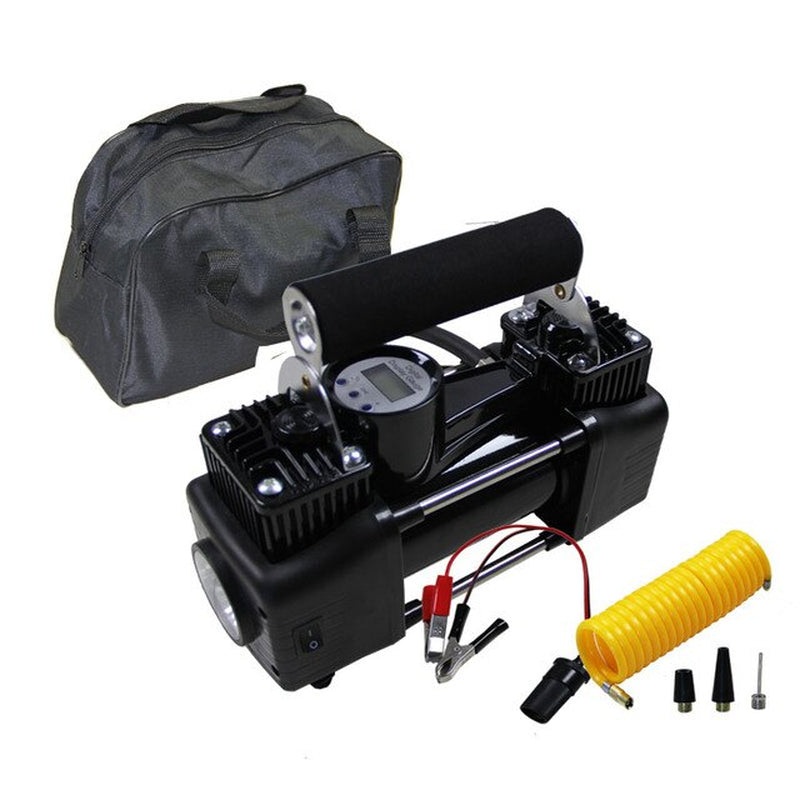 12V Air Compressor for Cars SUV Light Trucks High Pressure Air Pump Twin Cylinder Metal Inflatable Auto Electric Tire Inflator