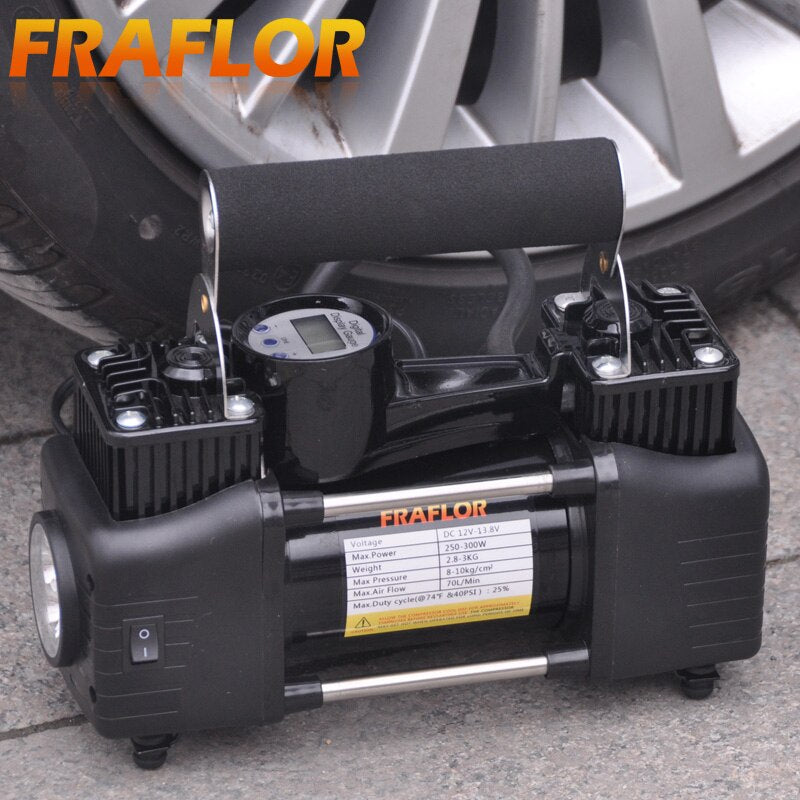 12V Air Compressor for Cars SUV Light Trucks High Pressure Air Pump Twin Cylinder Metal Inflatable Auto Electric Tire Inflator