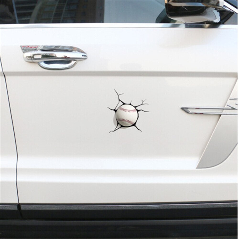 3D Car Sticker Baseball Hit Window Cars Auto Motorcycle Bumper Window Door Body Waterproof Decal Auto Accessories Car-Styling