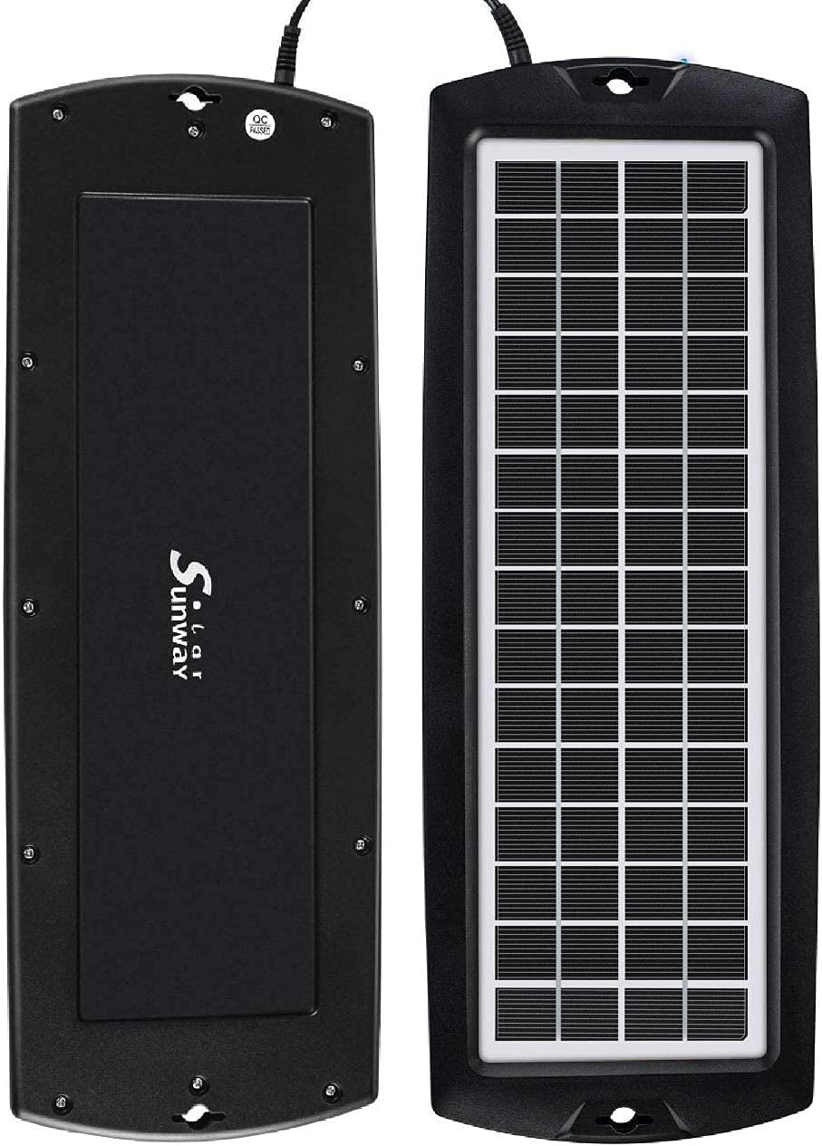 Car Battery Trickle Charger & Maintainer 5W Solar Panel Power 12V Charger Kit Portable Waterproof for Automotive RV Marine Boat Truck Motorcycle Trailer Tractor Powersports Snowmobiles