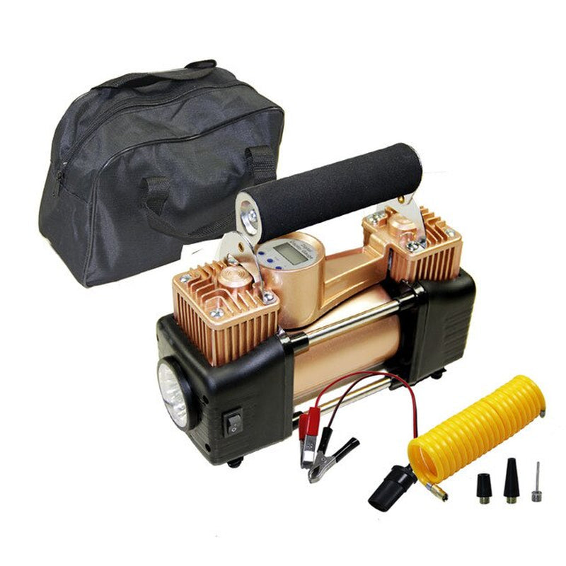 12V Air Compressor for Cars SUV Light Trucks High Pressure Air Pump Twin Cylinder Metal Inflatable Auto Electric Tire Inflator