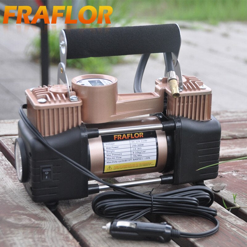 12V Air Compressor for Cars SUV Light Trucks High Pressure Air Pump Twin Cylinder Metal Inflatable Auto Electric Tire Inflator