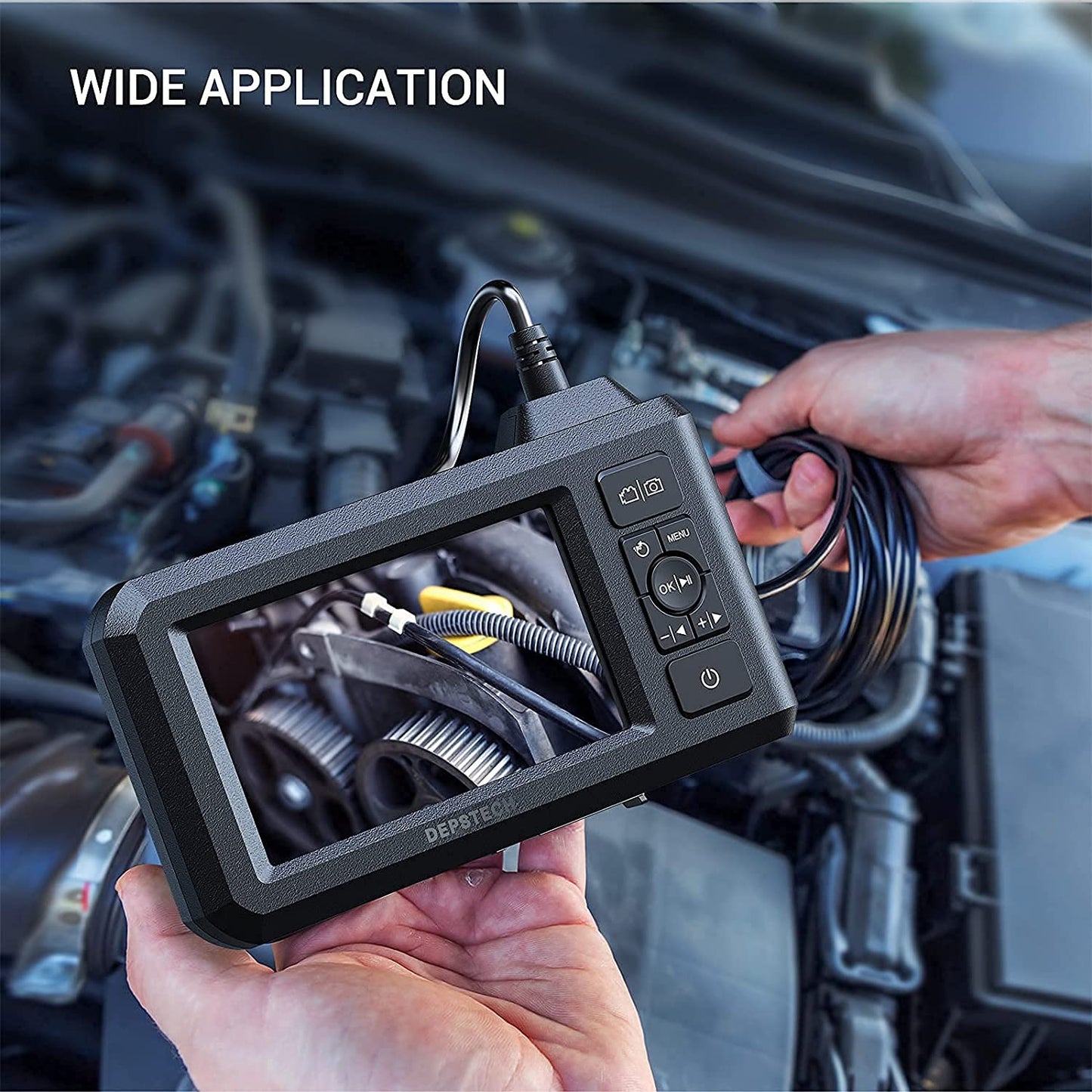 Dual Lens Industrial Endoscope, 1080P Digital Borescope Inspection Camera, 7.9Mm IP67 Waterproof Camera, Sewer Camera with 4.3" LCD Screen,7 LED Lights,16.5Ft Semi-Rigid Cable,32Gb Card-Black