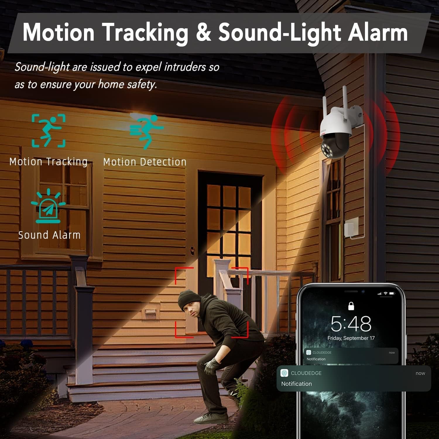 2Packs, 2K Wifi Outdoor Security Cameras Pan-Tilt 360° View, 3MP Surveillance Cameras with Motion Detection and Siren, 2-Way Audio, Full Color Night Vision, Waterproof