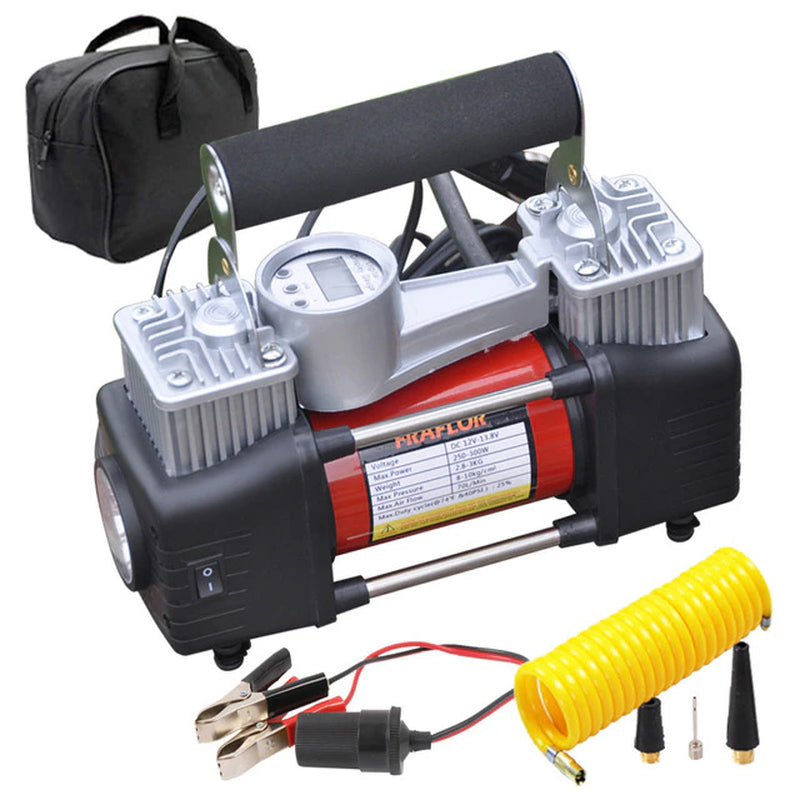 12V Air Compressor for Cars SUV Light Trucks High Pressure Air Pump Twin Cylinder Metal Inflatable Auto Electric Tire Inflator