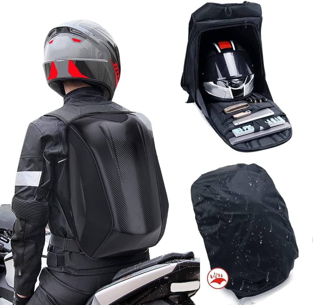 Motorcycle Backpack Waterproof Hard Shell Helmet Backpack Carbon Fiber Riding Backpack for Men Motorcycle Accessories