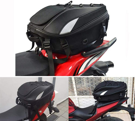Motorcycle Seat/ Tail Bag - Dual Use Backpack Waterproof Motorbike Helmet Storage Bags for Luggage Motorcycle Dirt Bike Accessories