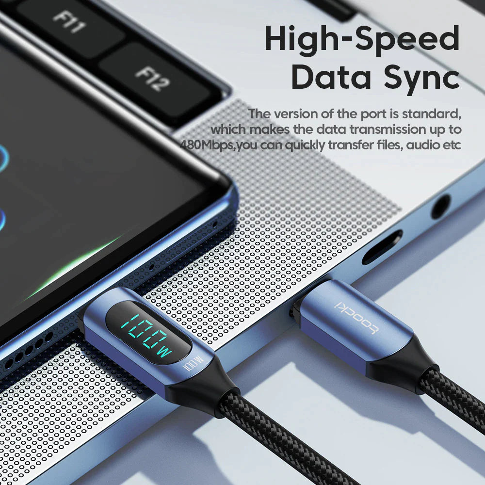 Toocki Type C to Type C Cable 100W PD Fast Charging Charger USB C to USB C Display Cable for Xiaomi POCO F3 Realme Macbook Ipad