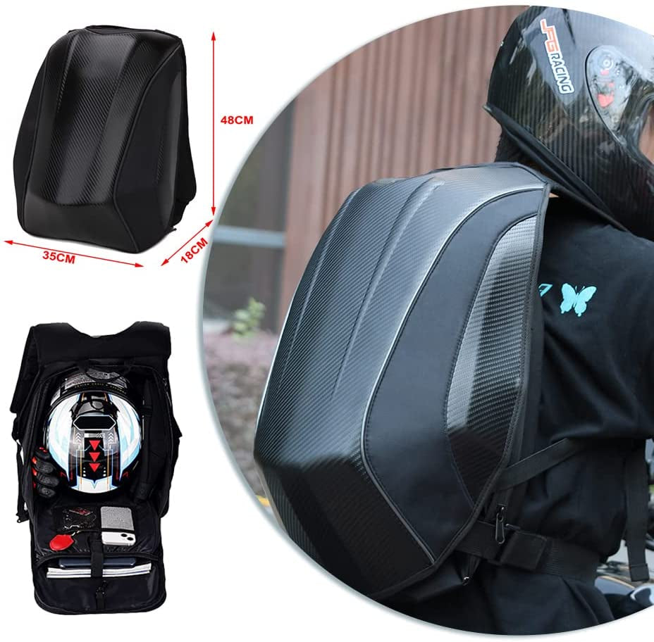 Motorcycle Backpack Waterproof Hard Shell Helmet Backpack Carbon Fiber Riding Backpack for Men Motorcycle Accessories