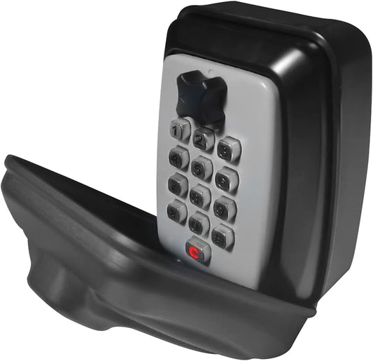 Push Button Lock Box,Outdoor Wall Mounted Key Storage Box with 10-Digit Keyboard Resettable Code,Protective Shell for outside Weatherproof,Large Capacity,For Home,Outdoor