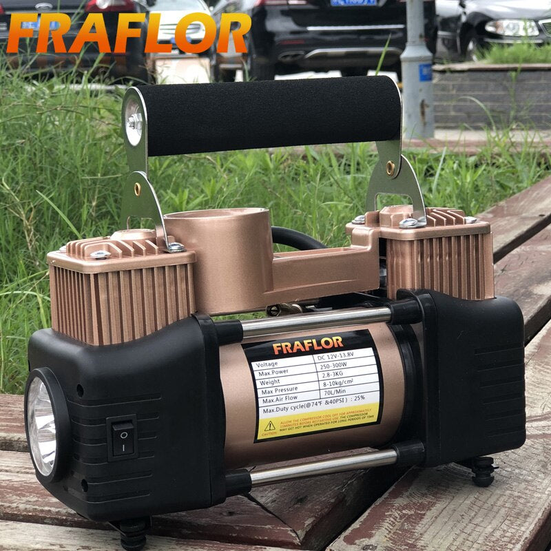 12V Air Compressor for Cars SUV Light Trucks High Pressure Air Pump Twin Cylinder Metal Inflatable Auto Electric Tire Inflator