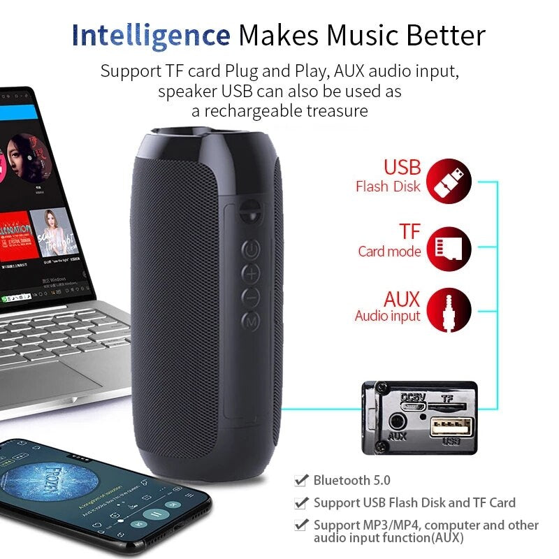 Portable Speaker Wireless Bass Subwoofer Waterproof Outdoor Speakers Boombox AUX TF USB Stereo Loudspeaker Bluetooth-Compatible