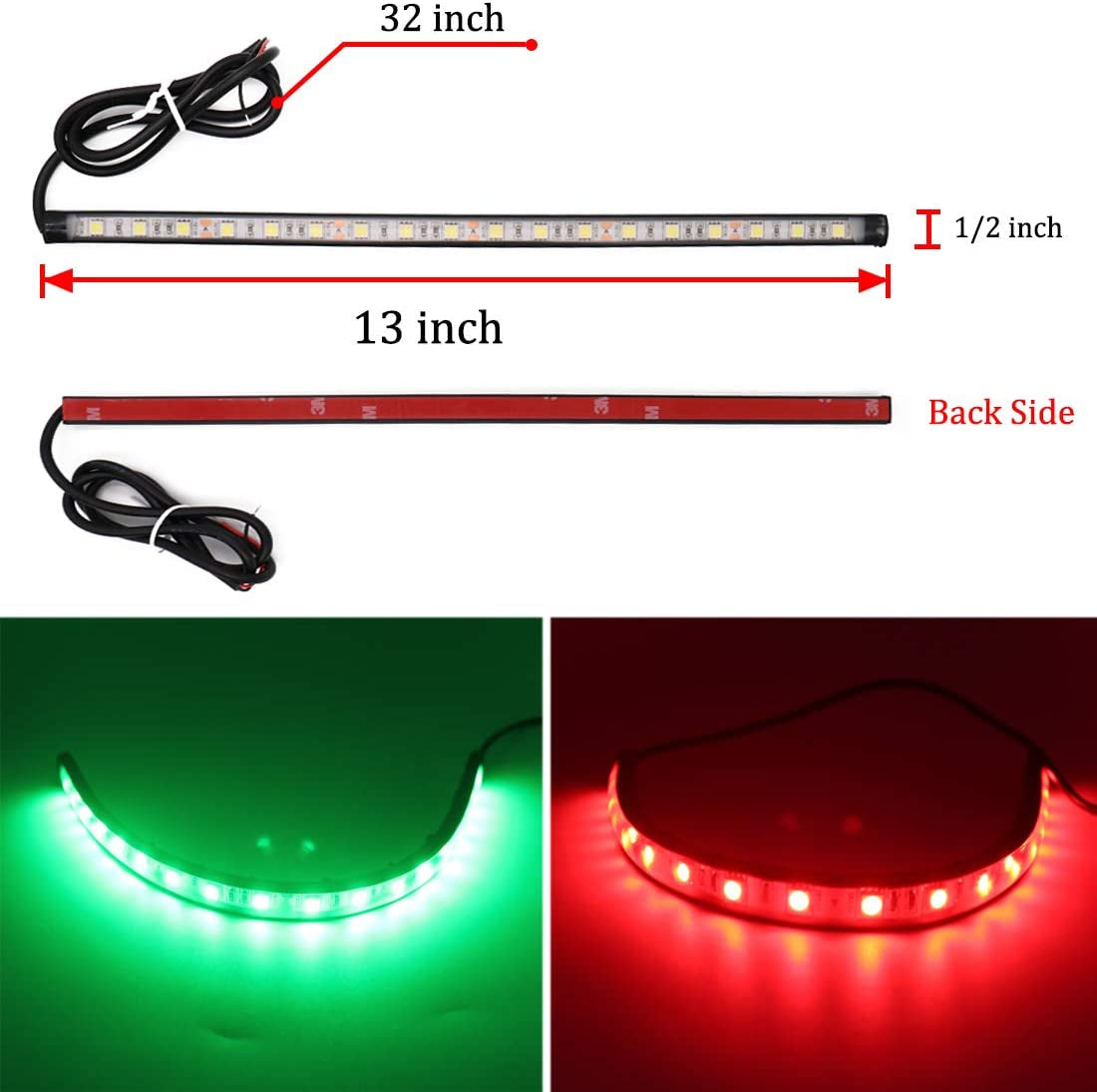 Navigation Lights for Boats Led, Boat Red and Green Bow Lights, Boat Night Fishing Lights, Deck Lights, IP67 Waterproof for Pontoon Boat Bas Boat Dinghy Kayak Jon Boat Yacht
