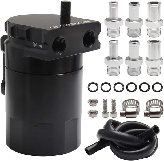 300Ml Oil Catch Can Tank Polish Baffled Aluminum Reservoir for Car Truck Engine Black
