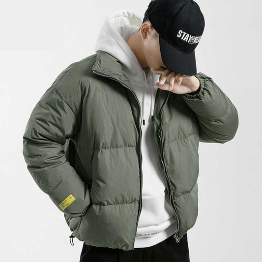 2023 Winter Coat Men Stand Collar Bread Coats Men'S Warm Parkas Streetwear Cotton Coats Slim Male Jackets Windproof Padded Coat