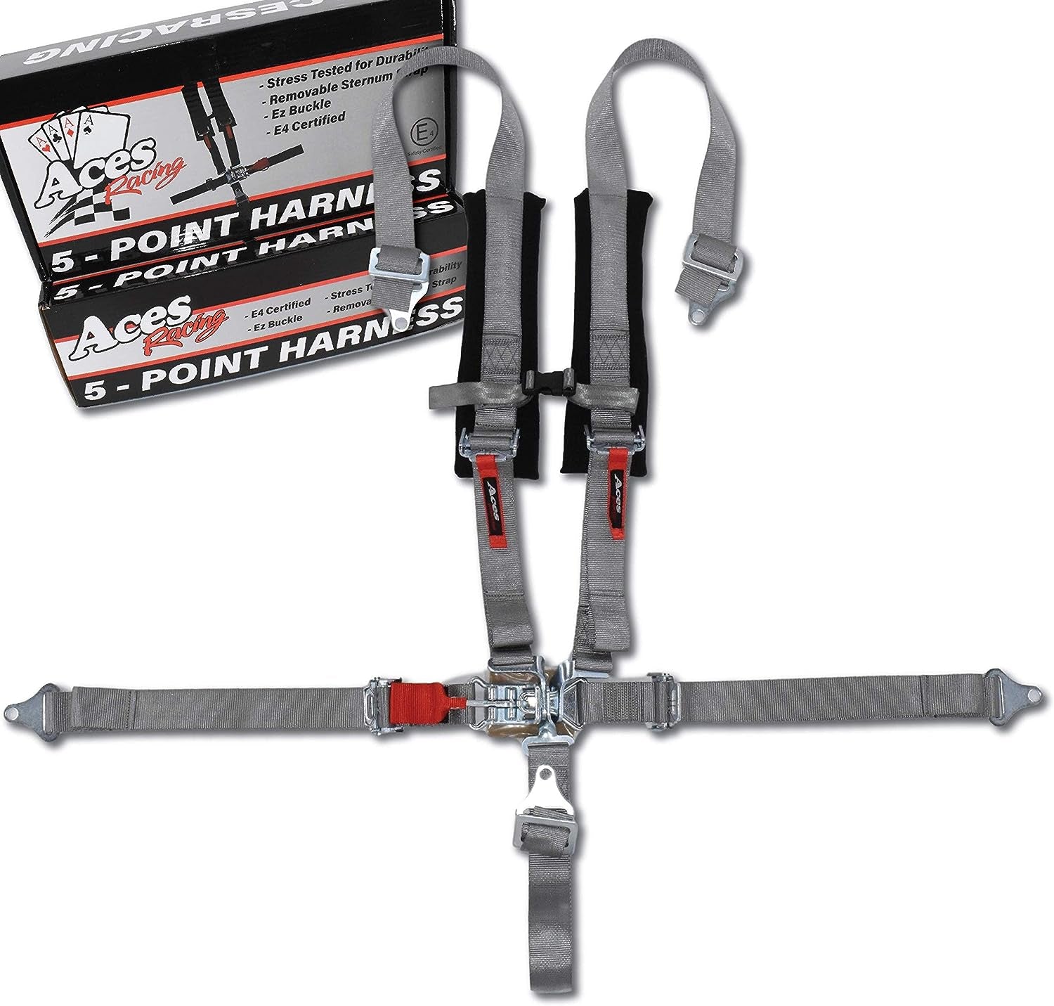 5 Point Harness with 2 Inch Padding E4 Certified (Silver)