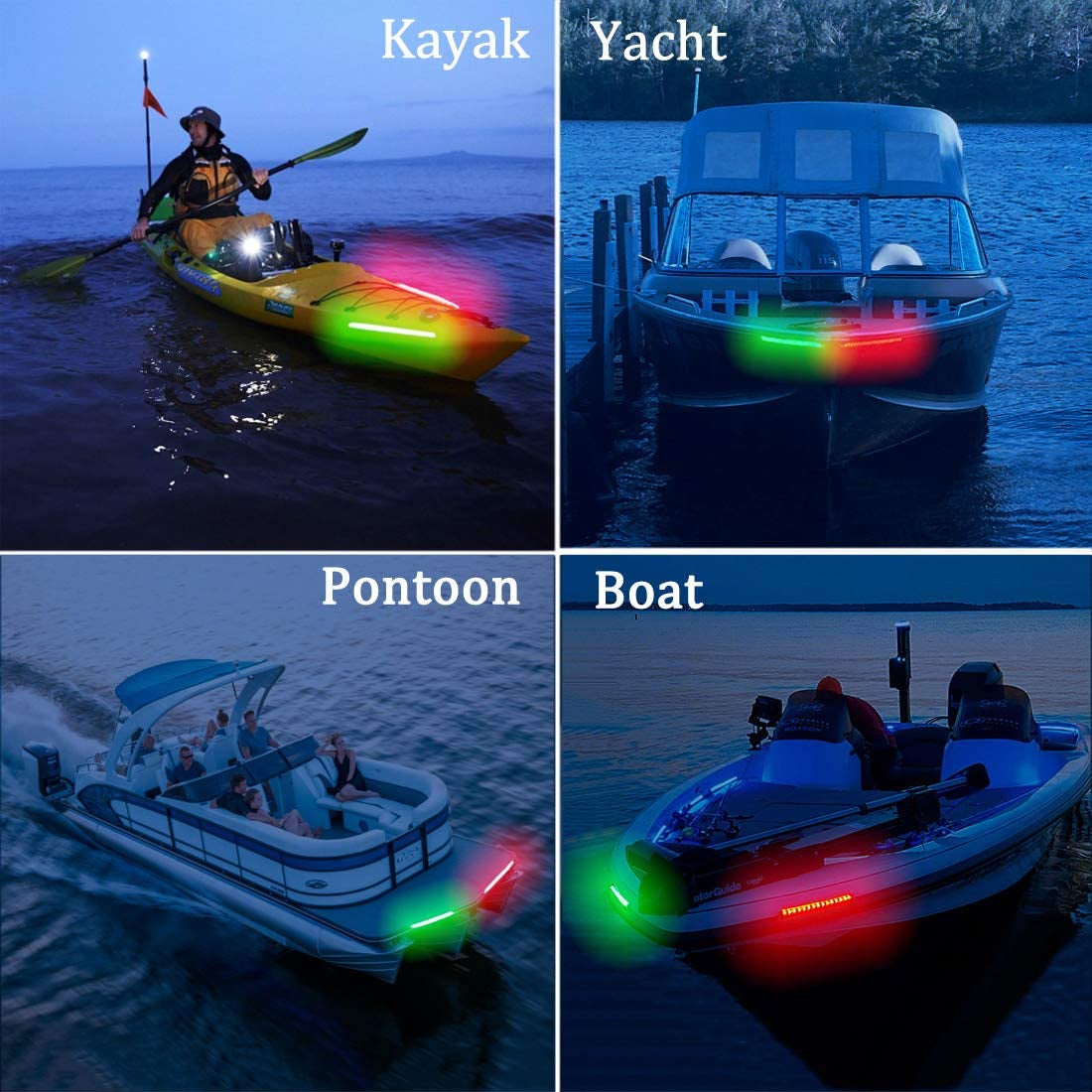Navigation Lights for Boats Led, Boat Red and Green Bow Lights, Boat Night Fishing Lights, Deck Lights, IP67 Waterproof for Pontoon Boat Bas Boat Dinghy Kayak Jon Boat Yacht