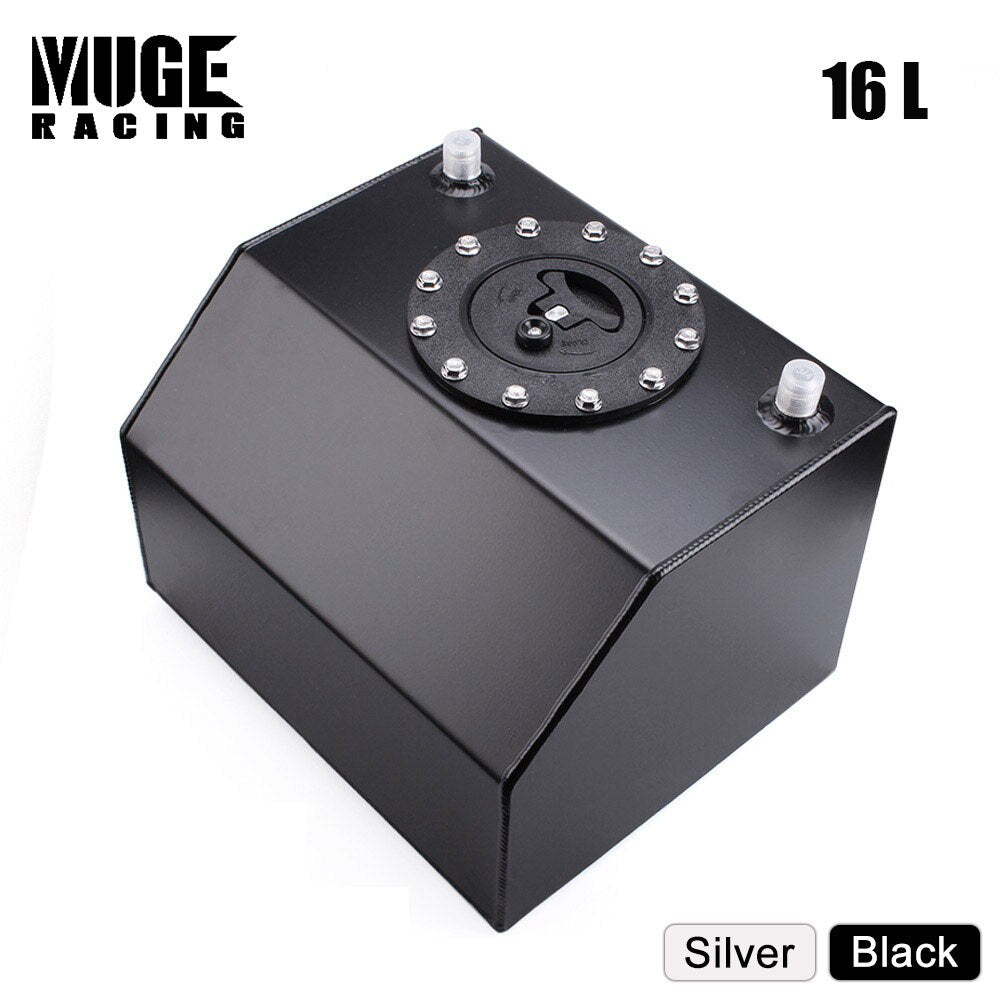 16 Liter 4 Gallon Car Fuel Tank Universal Fuel Cell Gas Aluminum Black Silver Car Auto Racing Modified OCC050