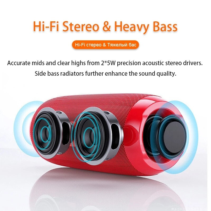 Portable Speaker Wireless Bass Subwoofer Waterproof Outdoor Speakers Boombox AUX TF USB Stereo Loudspeaker Bluetooth-Compatible