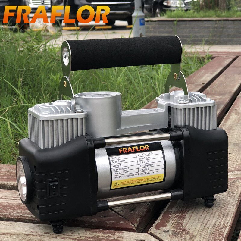 12V Air Compressor for Cars SUV Light Trucks High Pressure Air Pump Twin Cylinder Metal Inflatable Auto Electric Tire Inflator
